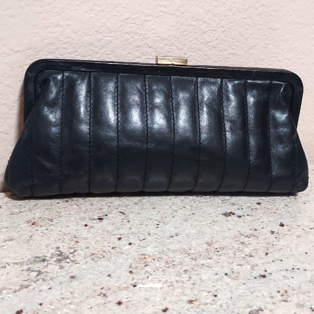 Vintage Saks Fifth Avenue Black Textured Clutch/Crossbody Handbag